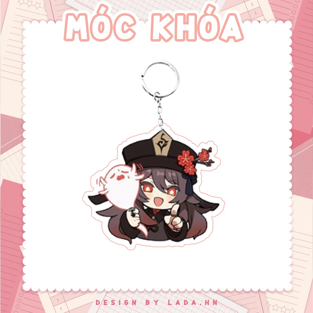Móc khóa mô hình standee đứng để bàn Hutao Genshin Impact Lada anime đáng yêu chibi trang trí quà tặng