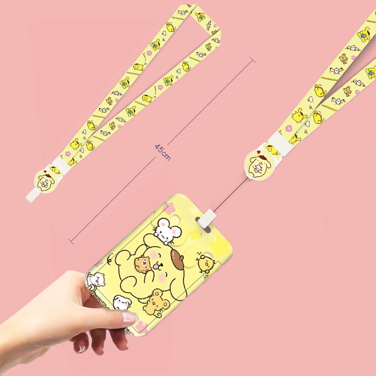 SANRIO Dễ Thương Ví Đựng Thẻ Hình kuromi Có Dây Đeo Thu Gọn Được Giá Đỡ