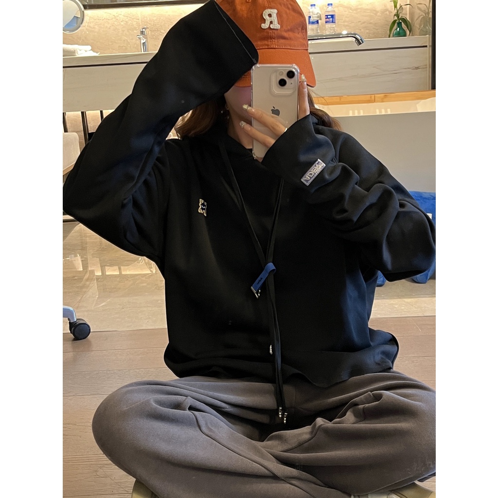 T10X niche fashion brand ADER embroidery monster hooded sweater men's and women's Korean style loose fashion simple hoodie