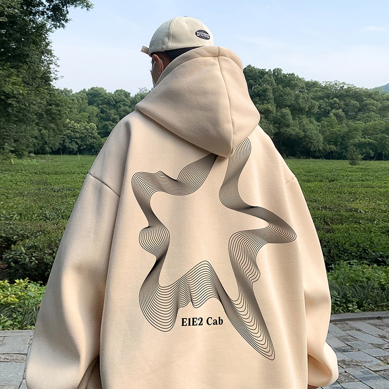 Áo hoodie Nhung Dày Dặn Tay Dài Dáng Rộng In Chữ 3d Phong Cách vintage Thời Trang Mùa Thu Cho Nam Giới size m-5xl
