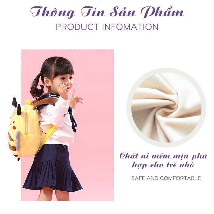 Balo mầm non KAKOO cho bé, balo trẻ em mẫu giáo chất liệu nhung nhiều nhân vật hoạt hình ngộ nghĩnh