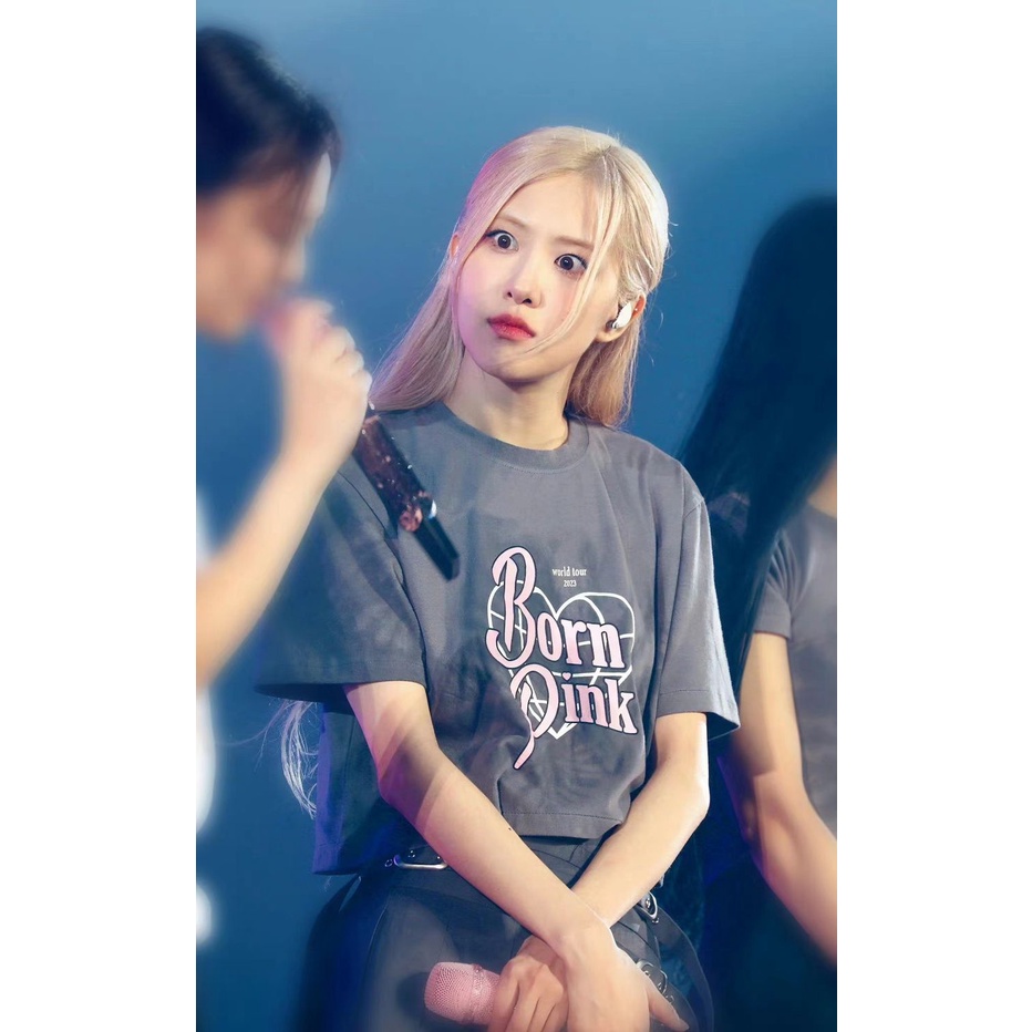 Áo Croptop cotton Tay Ngắn Dáng Rộng In Hình jennie rose jisoo lisa Nhóm blackpink 2023 Thời Trang Hàn Quốc Cho Nữ