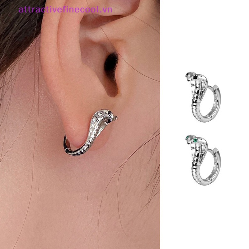 Acvn Khuyên Tai Vòng Hình Rắn Mắt Xanh Lá zircon Bằng Đồng Cá Tính Phong Cách gothic punk hip hop Thời Trang Cho Nam Và Nữ