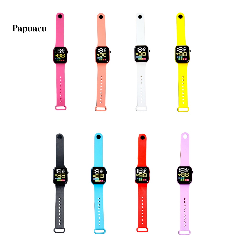 Đồng Hồ Điện Tử papuacu Hình Vuông Có Đèn led Hiển Thị Độc Đáo Cho Bé