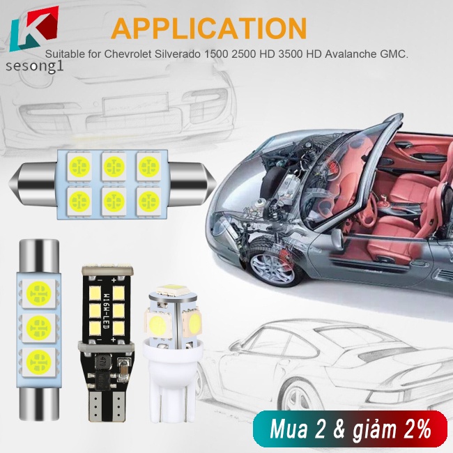 Sesong Set 12 Bóng Đèn led t10 t15 6000k 360 Độ Chuyên Dụng Cho Xe Hơi