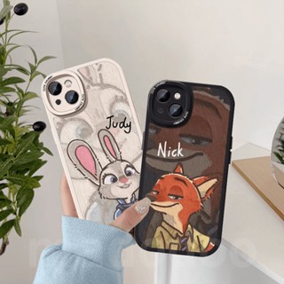 ốp lưng ngọt Soft For iPhone 16 15 14 13 12 Mini 11 Pro Xs max 6 6S 7 8 Plus X XR 11promax 12promax 13promax Cute Cartoon Zootopia Officer Rabbit Judy and Mr. Fox Nick Oval Fine Hole Shockproof Phone Case XPN 89