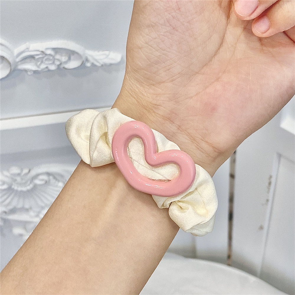 Dây Buộc Tóc Hình Bánh donut Trái Tim Màu Hồng Dễ Thương Cho Nữ
