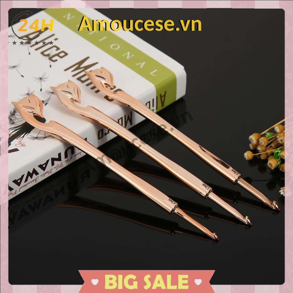 Bộ 8 Kim Móc Len Thủ Công Họa Tiết Cáo Vàng