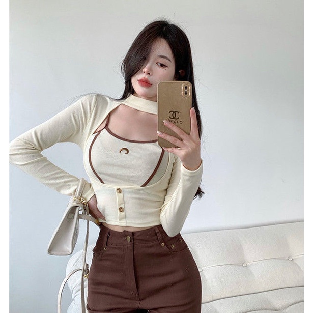 Áo Thun Tay Dài Thêu Họa Tiết Phong Cách hong kong Cổ Điển Thời Trang Mùa Thu Cho Nữ E6Ww