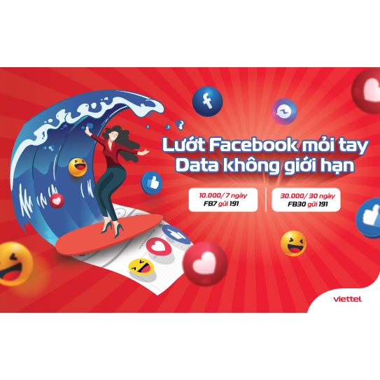 Sim 4G Viettel dùng mãi mãi gói Gói cước FB30  – 30 ngày xem Face.book không giới hạn, Hàng chính hãng