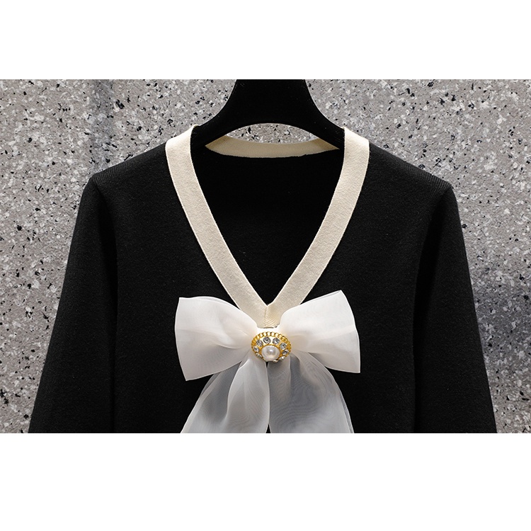 🌸Hàng Order🌸Váy Đầm Bigsize Váy Len Tăm Nơ Ngực Đính Đá Phối Cúc Tiểu Thư Nữ Tính 🌸Hàng Quảng Châu