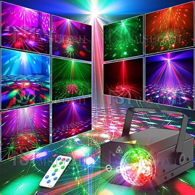 Đèn Laser LED Xoay 7 Màu Cảm Biến Nháy Theo Nhạc, Trang Trí Vũ Trường, Phòng Karaoke, Đèn Phòng Bay