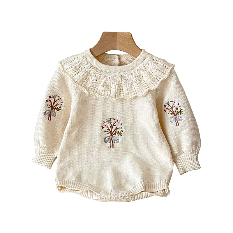 Tết Áo Liền Quần Tay Dài In Hoa Cho Bé Gái Sơ Sinh Từ 3-24 Tháng Tuổi