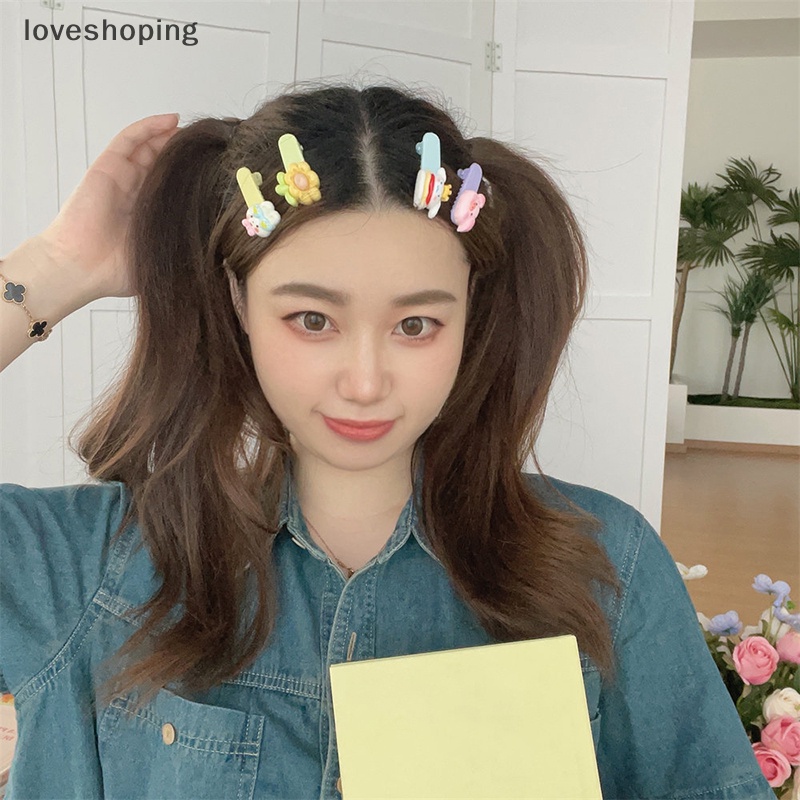 Bộ 4 Kẹp Tóc Hình Hoa / Thỏ / Gấu / Trái Tim Dễ Thương Thời Trang Cho Nữ