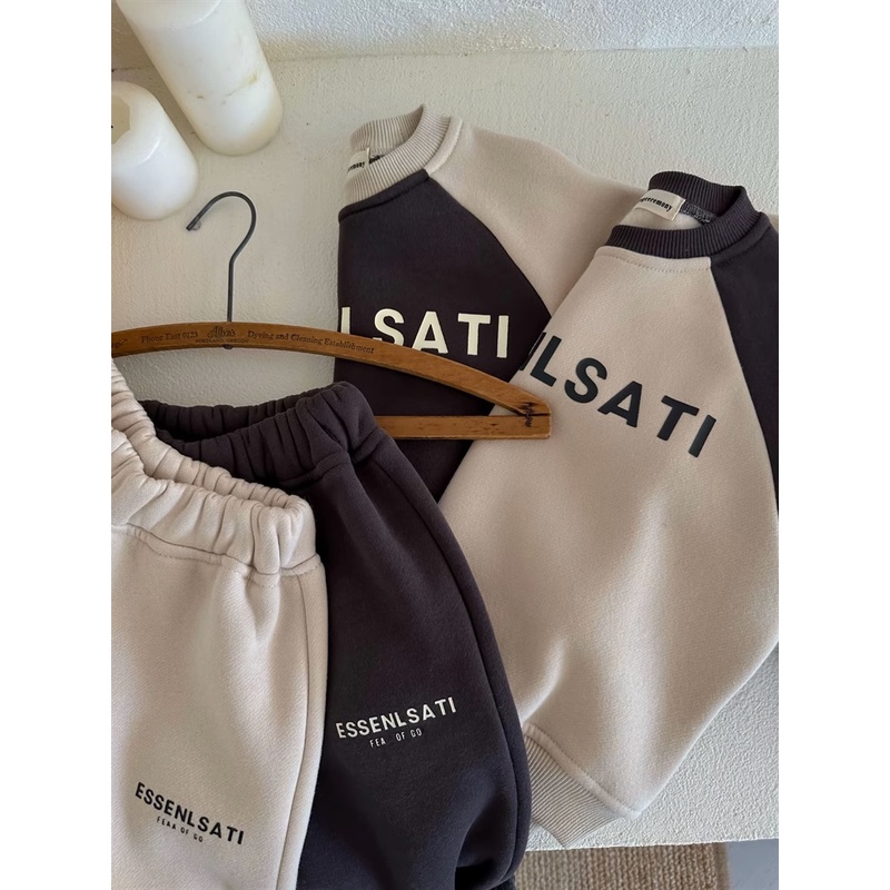 Bộ Đồ Hai Mảnh Áo Nỉ Dày Dặn Phong Cách Hàn Quốc Thời Trang Mùa Đông Mới Dành Cho Bé Trai Bé Gái