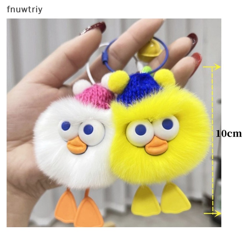 Móc Khóa Bóng Lông Thỏ Thật mini Dễ Thương Trang Trí Túi Xách / Ô Tô Quà Sinh Nhật Nữ vn