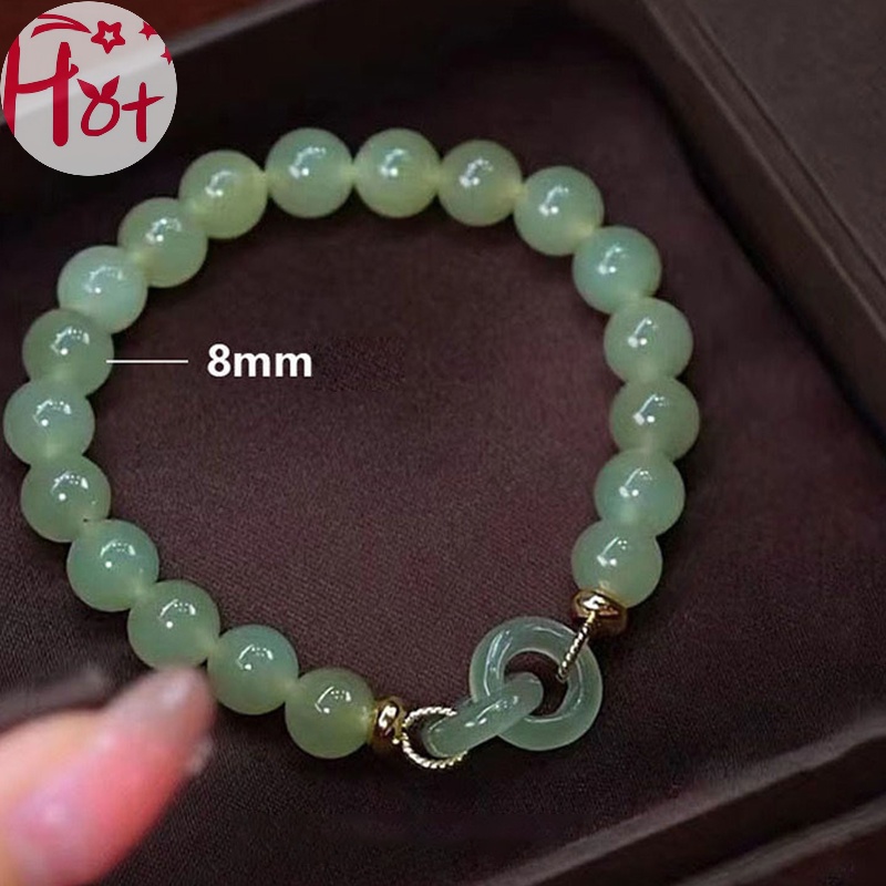 Vòng Tay Chuỗi Hạt Đá Ngọc Bích Hai Vòng An Toàn Phong Cách hetian jr Thời Trang Làm Quà Sinh Nhật Cho Bạn Gái vn