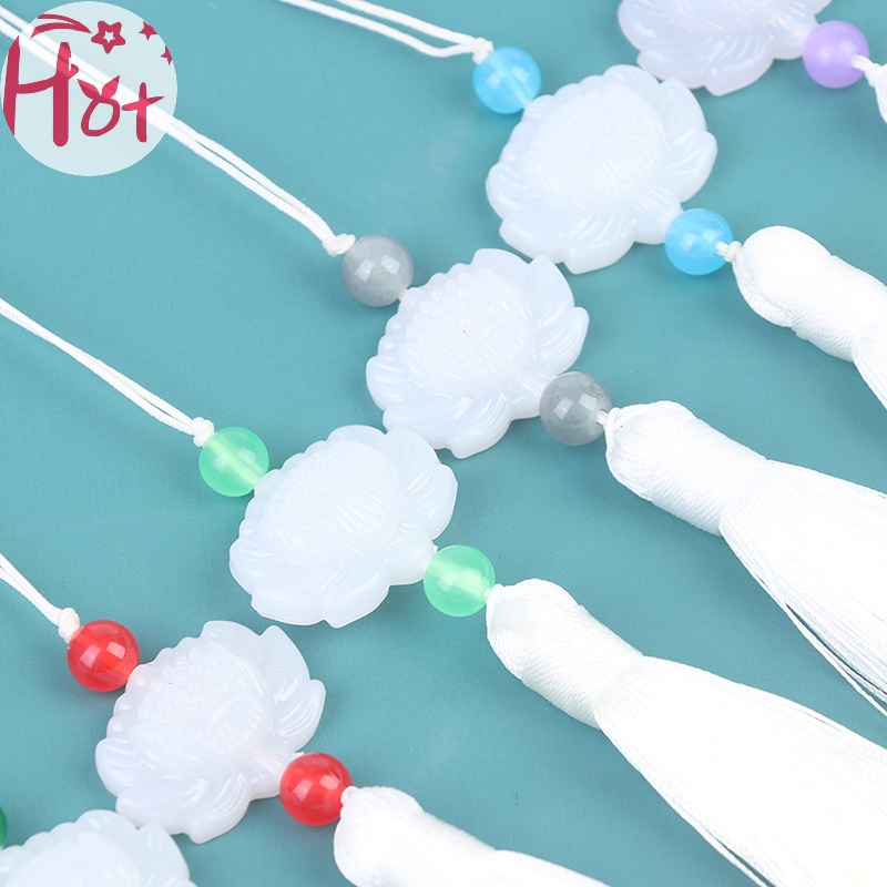 Jr 1 Mặt Dây Chuyền Hình Hoa Sen Đá Ngọc Bích Trắng vn