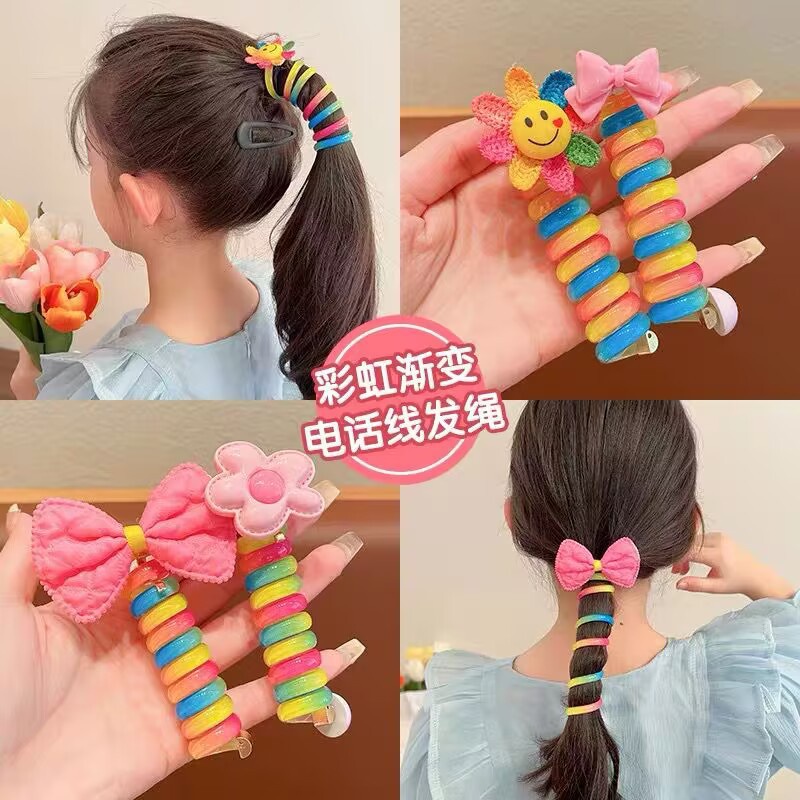 Dây Cột Tóc Co Giãn Tốt Đính Nơ / Hoa Nhiều Màu Dễ Thương Thời Trang Hàn Quốc Cho Bé Gái