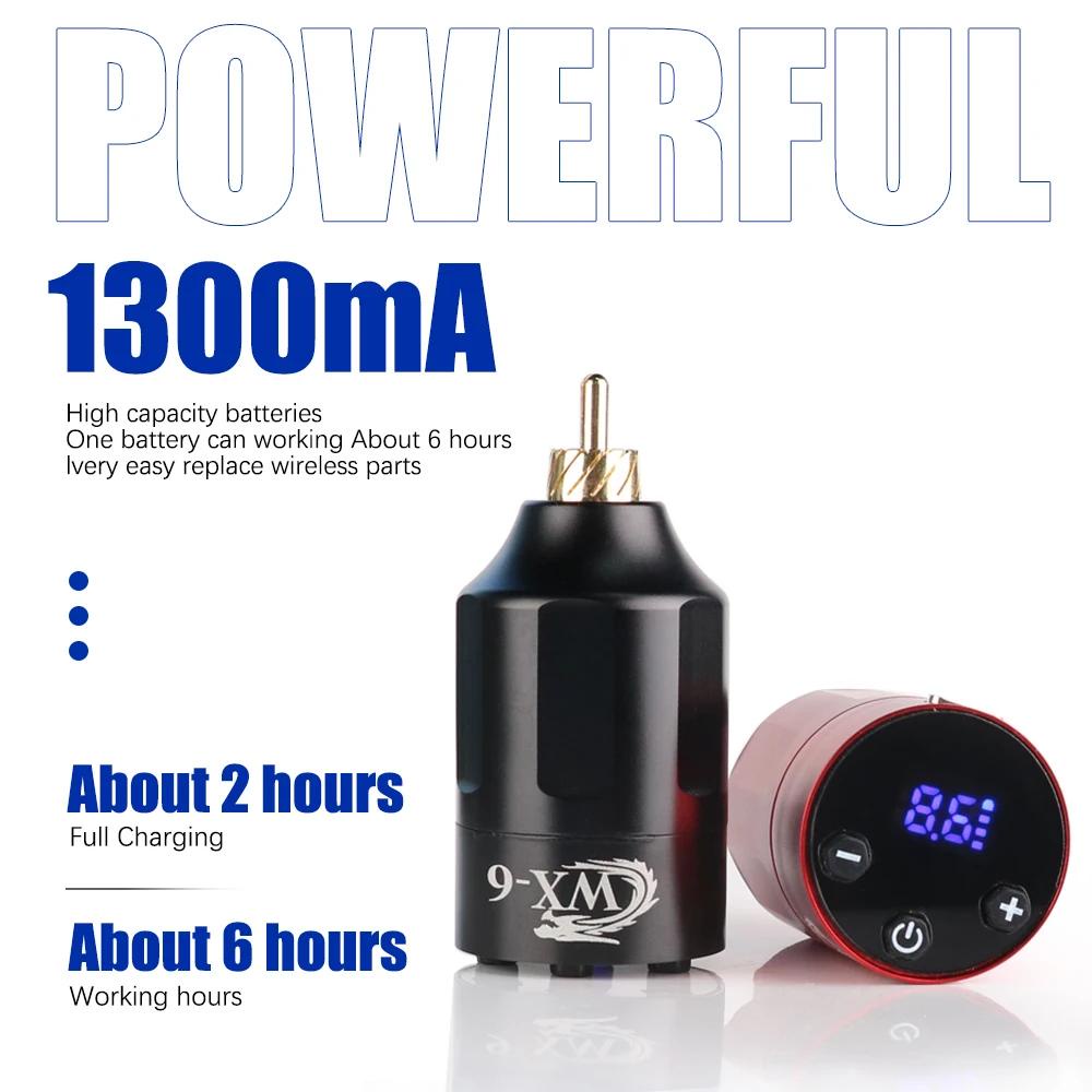Mới Bộ Nguồn Máy Xăm Không Dây wx-6 Giao Diện rca / dc 1300mah