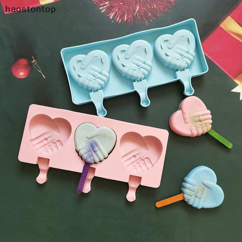 Khuôn Silicon Làm Kem / Sô Cô La / Bánh Kẹo Hình Trái Tim Lắc Tay 3 Ngăn vn