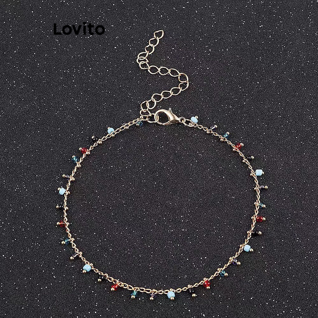 Lovito Vòng chân kim loại trơn thông thường dành cho nữ LFA02078