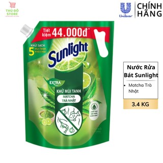 Nước rửa chén bát sunlight thiên nhiên matcha trà nhật - túi 3.4kg