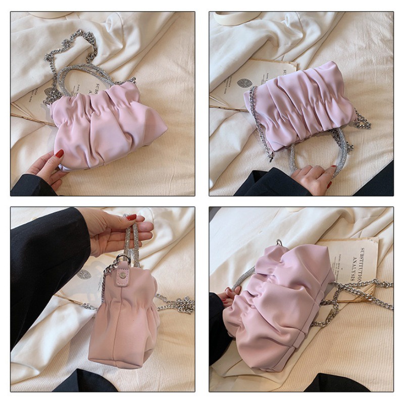 Túi Xách Đeo Chéo Hình Đám Mây Trong Suốt Phối Dây Xích Thời Trang Thu Đông 2023 Cho Nữ