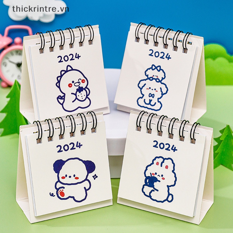 Lịch Để Bàn Th 2024 mini In Họa Tiết Hoạt Hình Dễ Thương Dùng Trang Trí Văn Phòng / Học Sinh