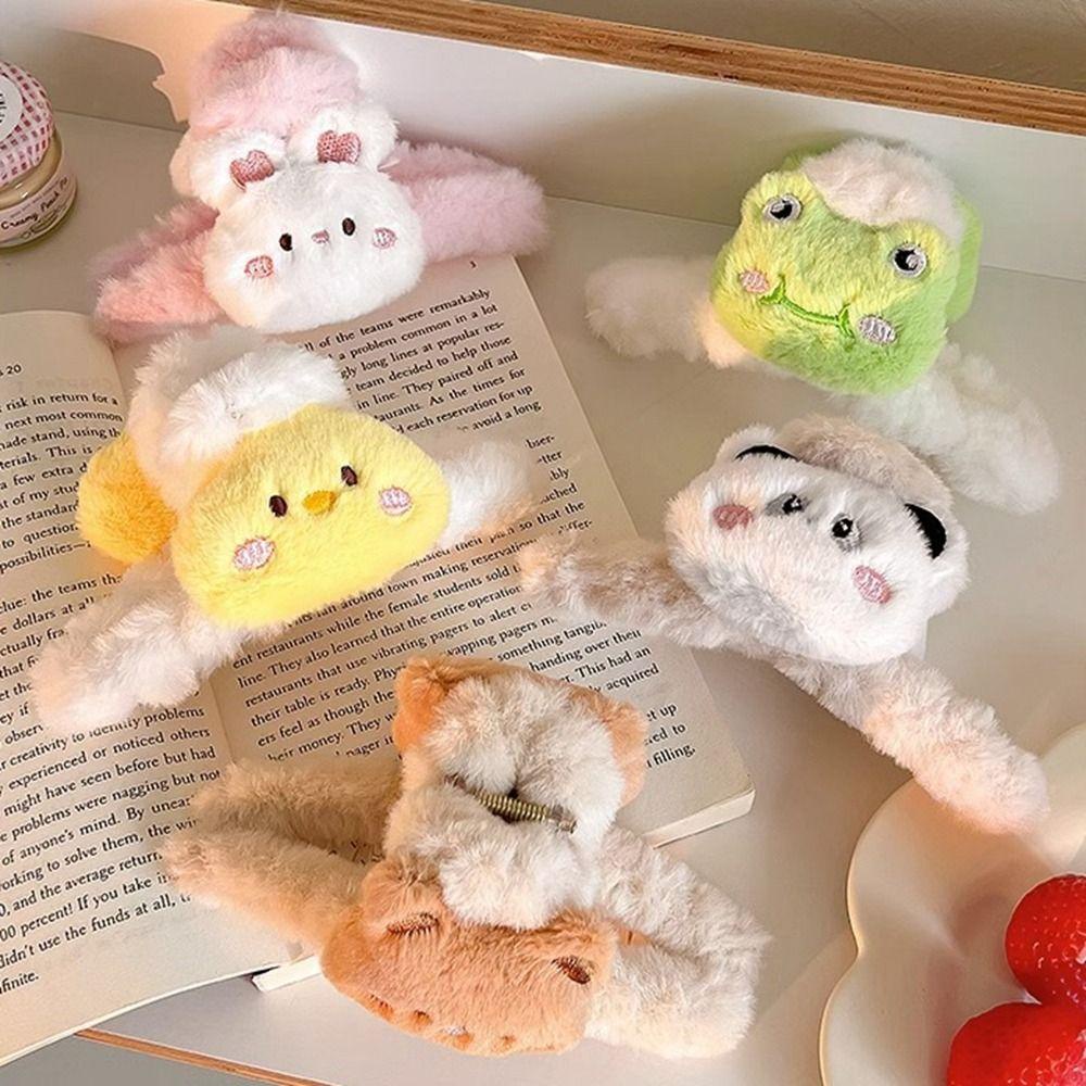 Lacyes Kẹp Tóc Hình Gấu Trúc / Cá Mập / Thỏ / Hình Học Bằng Lông Nhung Thời Trang Mùa Đông Hàn Quốc