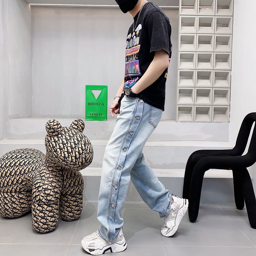 Áo Thun Cổ Tròn Dáng Rộng Màu Sắc Tương Phản Thời Trang Mùa Hè Cho Nam Giới