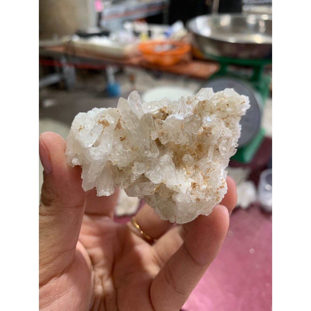 Đá thạch anh trắng nguyên bản thô dùng trang trí nhà cửa thanh tẩy năng lượng mini