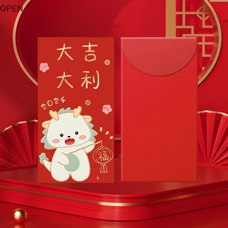 Op Bao Lì Xì Năm Mới Màu Đỏ Họa Tiết Rồng Hoạt Hình
