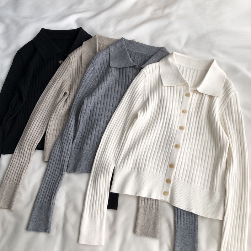 Áo cardigan Dệt Kim Màu Trơn Dáng Ôm Dài Một Hàng Nút Thời Trang Hàn Quốc Mới 2023