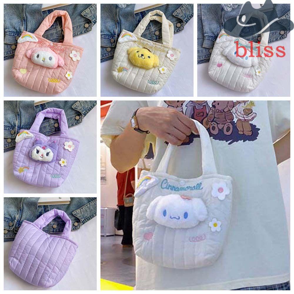 Bliss kuromi Túi tote Xách Tay Gấp Được Hình Động Vật Hoạt Hình melody Và Hoa Đám Mây Dễ Thương Có Dây Đeo Cổ Tay Cho Nữ / Nữ