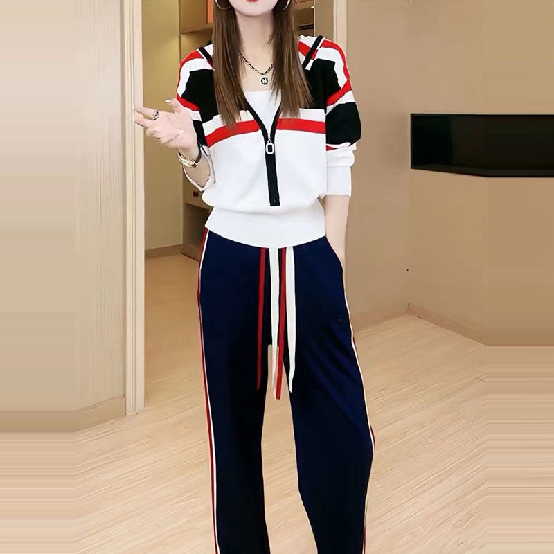 Bộ Đồ Thể Thao Hai Mảnh Áo Khoác cardigan Có Khóa Kéo Và Quần Dài Thời Trang Cao Cấp Mùa Thu Đông Dành Cho Bạn Nữ