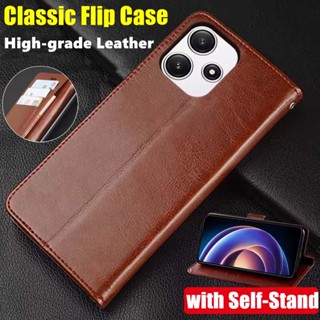 Bao Da Điện Thoại Dạng Ví Nắp Lật Cổ Điển Đơn Giản Có Ngăn Đựng Thẻ Và Giá Đỡ Cho xiaomi redmi note 12r Ốp