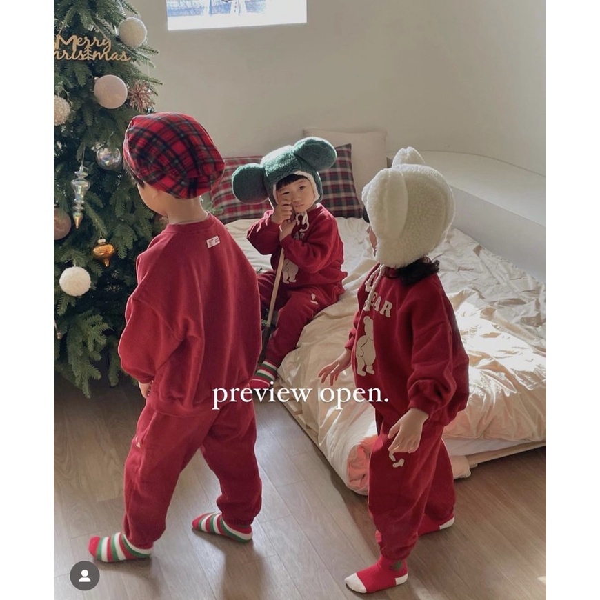 ✨MALINHKID✨BN073- Bộ nỉ đỏ BABY trẻ em VNXK