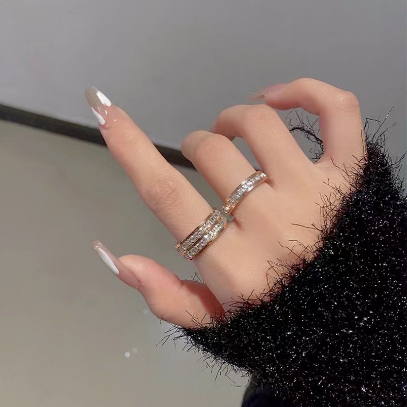 Nhẫn Thép Titan Không Gỉ Đính Đá zircon Thời Trang Cho Cặp Đôi