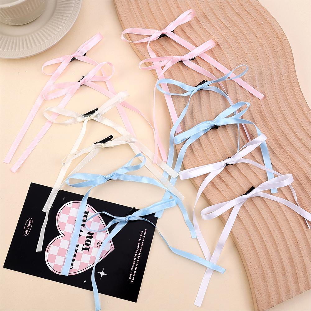 Kẹp Tóc Nơ Ruy Băng Dài Màu Kẹo Ngọt Thời Trang Cho Bé Gái