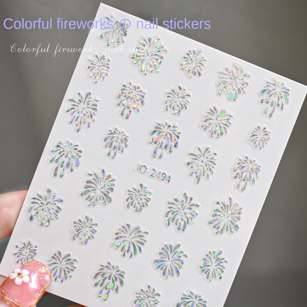Nhãn dán nghệ thuật móng tay pháo hoa đầy màu sắc / Hình dán móng tay pháo hoa lấp lánh bầu trời đầy sao lãng mạn / Nhãn dán trang trí pháo hoa nhỏ