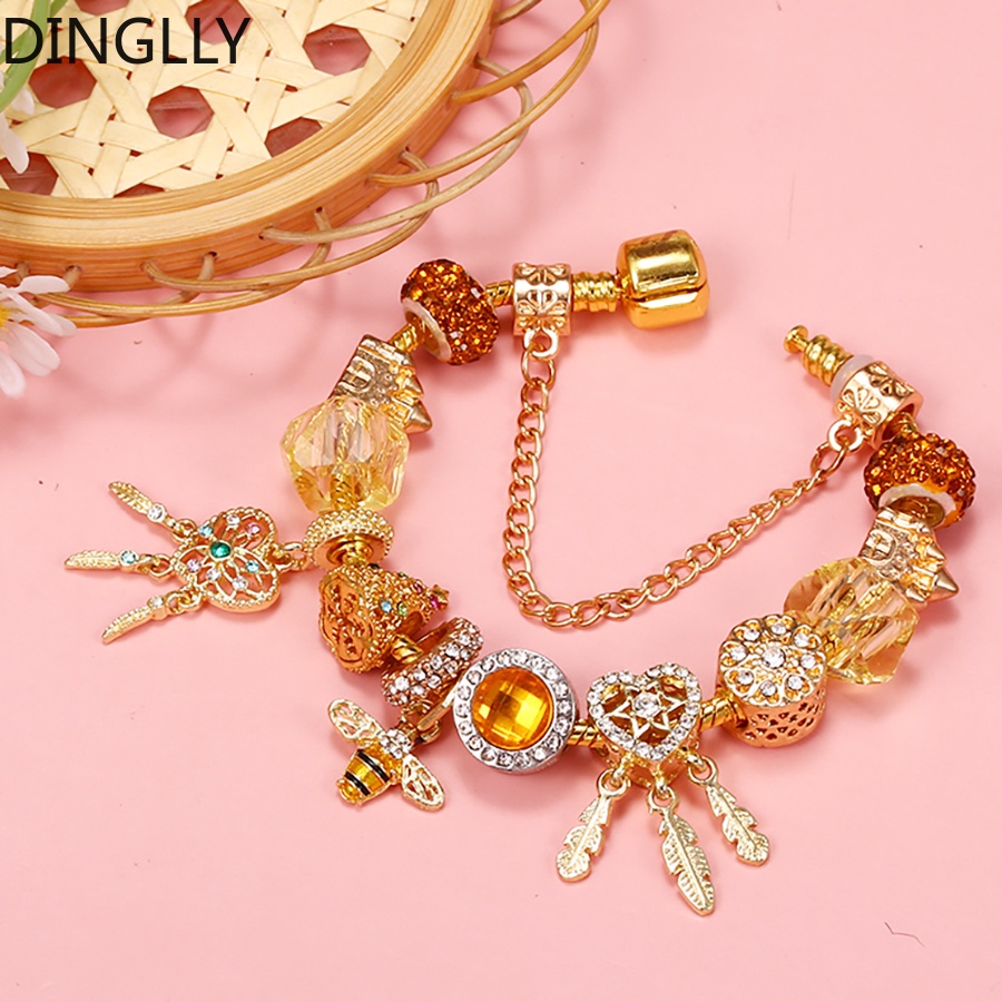 Delly Vòng Tay Chuỗi Hạt Màu Vàng Phối Lưới Giấc Mơ Và Con Ong Thời Trang Giáng Sinh Cho Nữ