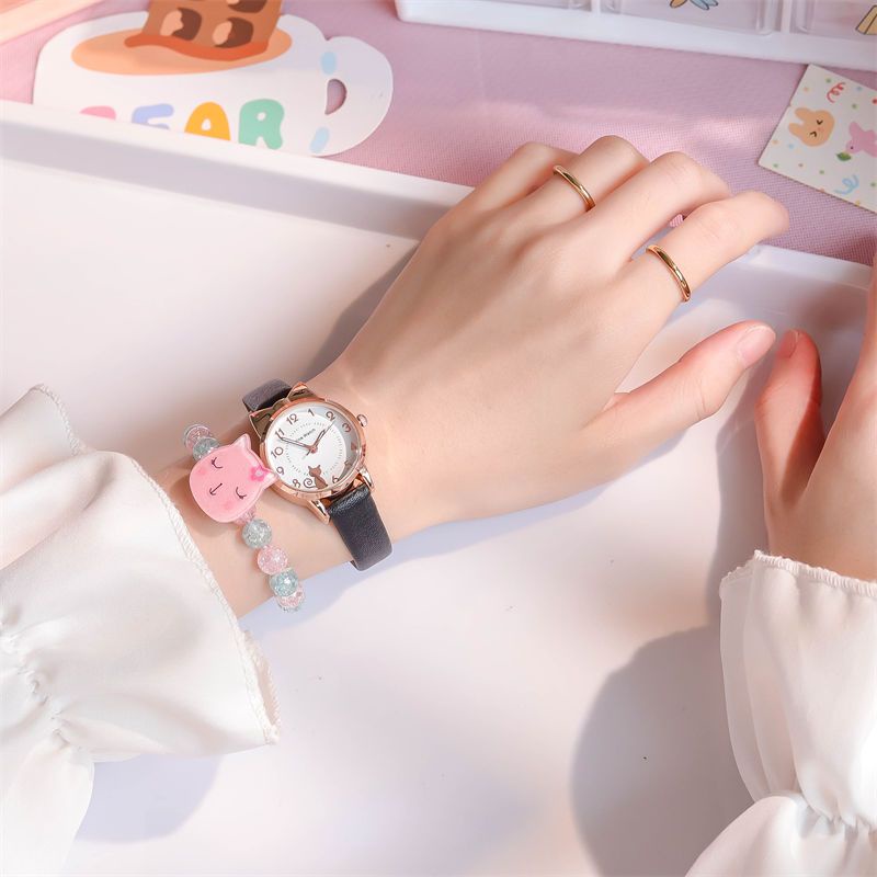 Bộ Đồng Hồ Đeo Tay Hình Mèo Hoạt Hình Đáng Yêu Dành Cho Trẻ 5 Tuổi