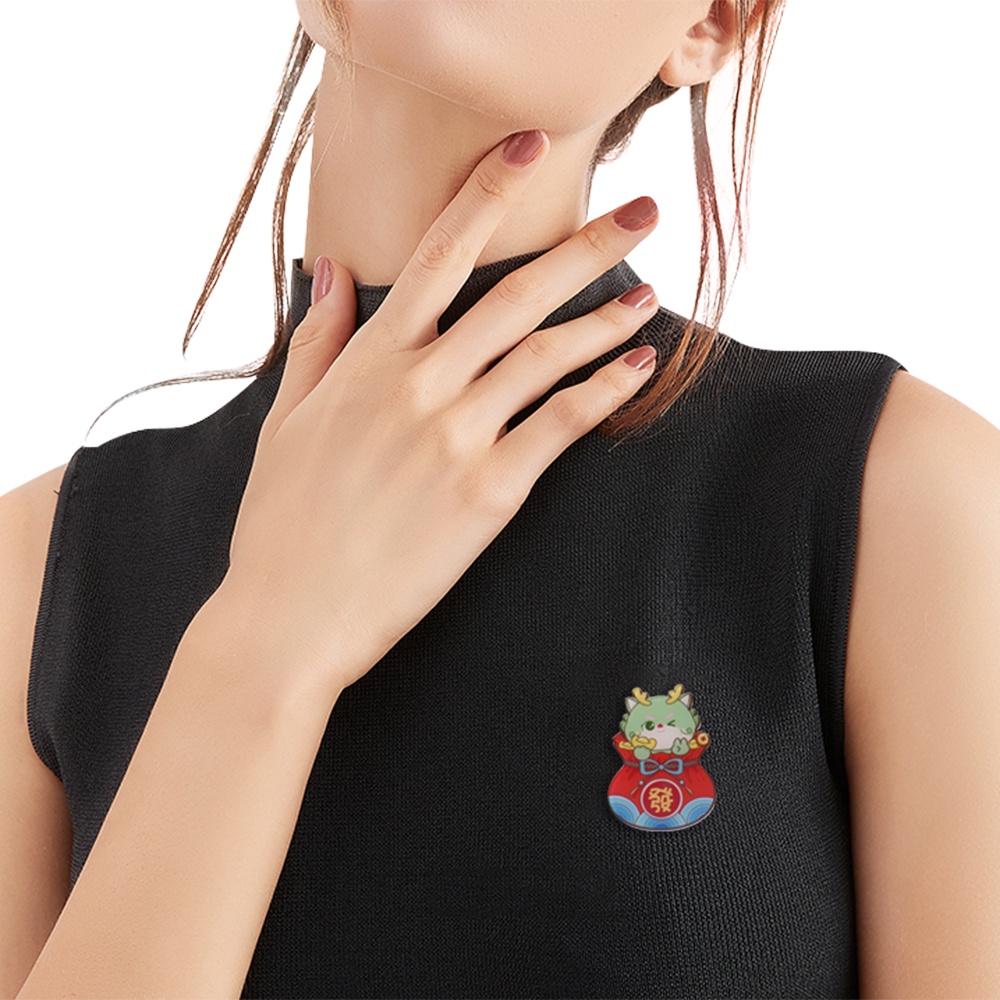 Ghim Cài Áo Hình Khủng Long Hoạt Hình Dễ Thương Phong Cách Trung Hoa