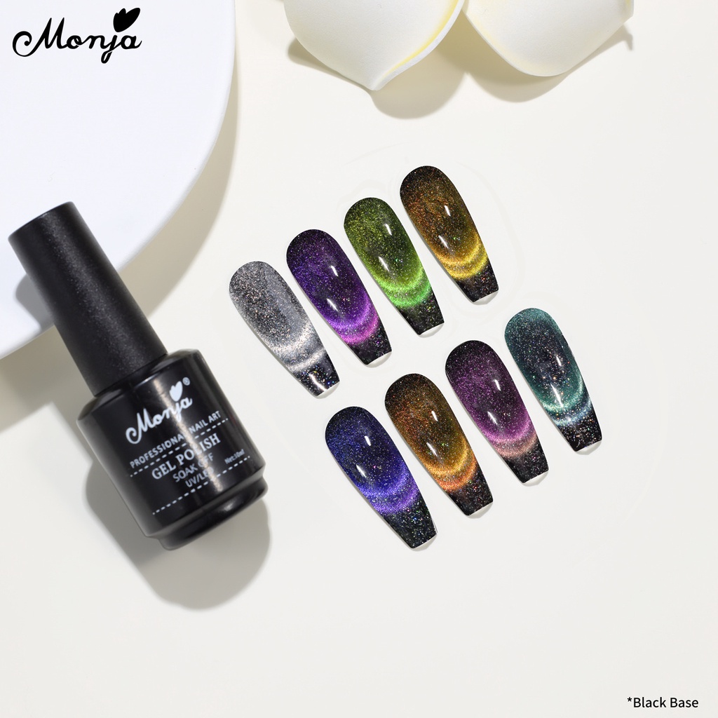 Monja gel Mắt Mèo 10ml Có Nam Châm Đính Kim Tuyến Lấp Lánh Trang Trí Móng Tay Nghệ Thuật