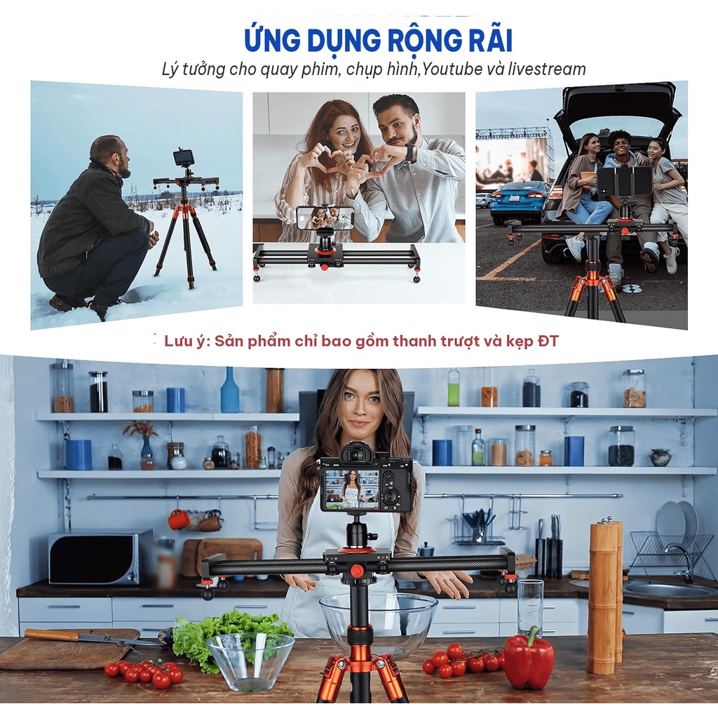Thanh Trượt Quay Phim Dolly Slider Carbon Fiber 50cm Cho Máy Ảnh Camera  Quay Phim Chuyển Động Ổn Định Chuyên Nghiệp