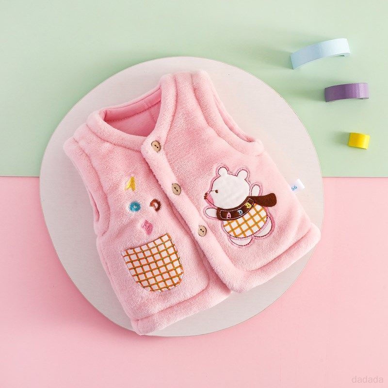 Áo Khoác Không Tay Bằng Lông Cừu Dày Dặn Giữ Ấm Mùa Xuân Thu Cho Bé Sơ Sinh