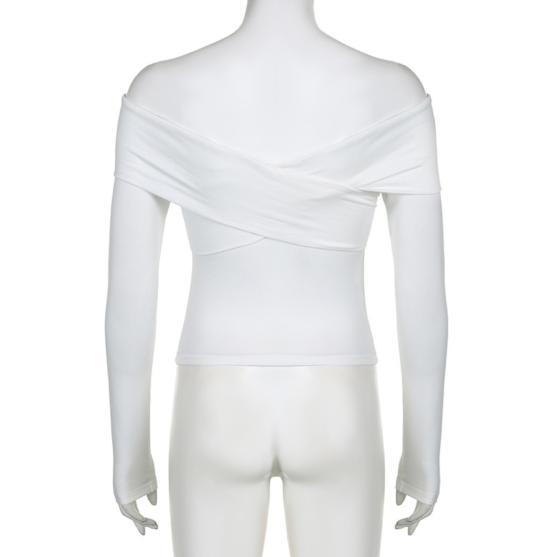 Áo Thun crop top Tay Dài Cổ Chữ v Màu Trơn Thời Trang 2023 Dành Cho Nữ