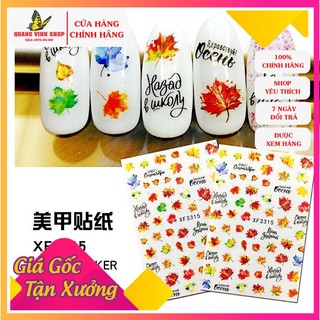 Miếng dán móng tay 3d hình lá vàng sticker