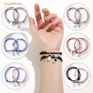 Bộ 2 vòng tay dây bện hai lớp hình phi hành gia có nam châm lãng mạn cho cặp đôi